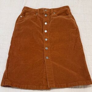 Everlane Corduroy Button-Front Skirt